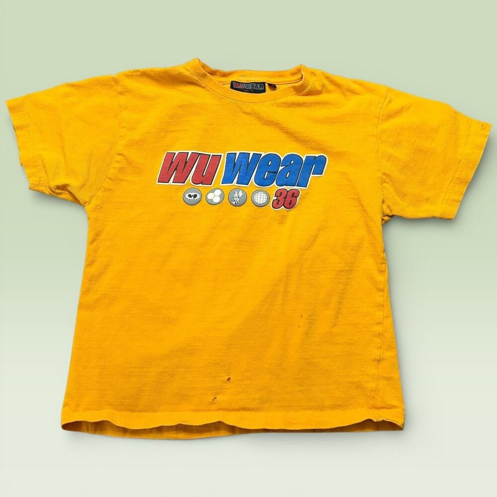 Vintage Wu Wear Shirt Youth Small Yellow 36 Logo Graphic Hip Hop Wu Tang 90s